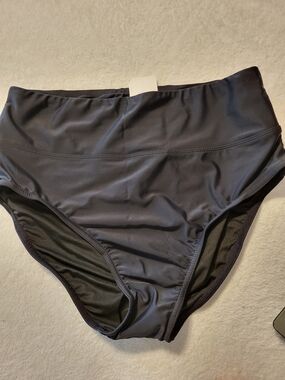 G Gradual High Waist Bikini Bottoms Black UPF 50+ Swim Beach Athletic Sz Large